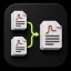 PDF結合を表す複数ファイル統合のアイコン