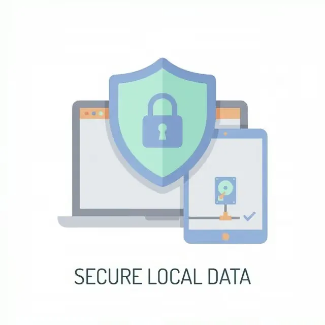 入力データをサーバーに送信せず、お使いの端末（ブラウザ）内で安全に処理するセキュアなローカルテキスト処理のイメージ